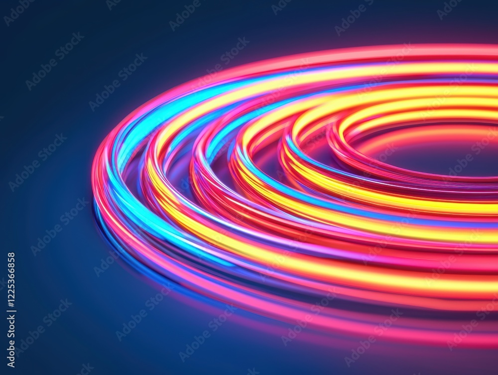 Poster a vibrant swirl of colorful neon lights creates a dynamic and energetic abstract pattern against a d