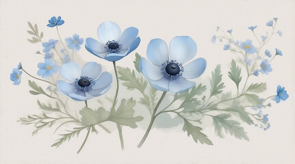 Elegant Watercolor Flowers Background in Pastel Colors with Soft, Delicate Details