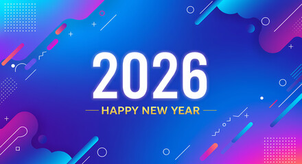 Happy New Year 2026: Vibrant Gradient Background Design