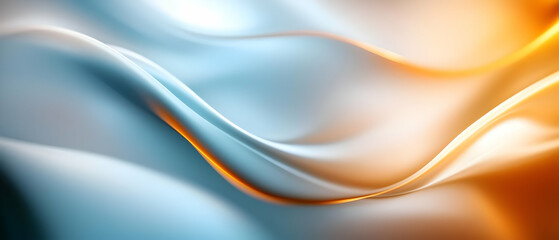 Naklejka premium A smooth, flowing fabric blend of cool blue and warm orange hues creates a serene and modern visual effect.