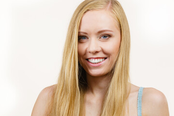 Portrait girl long blonde hair