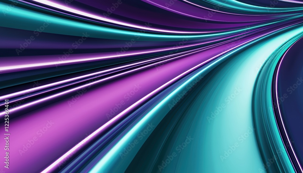 Poster a vibrant, abstract image featuring flowing lines in shades of purple and teal, creating a dynamic, 