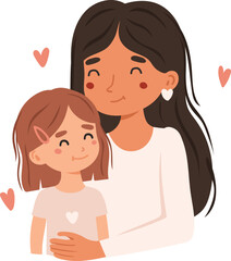 Mom and child portrait, Mother's day vector, mom love, mother day card