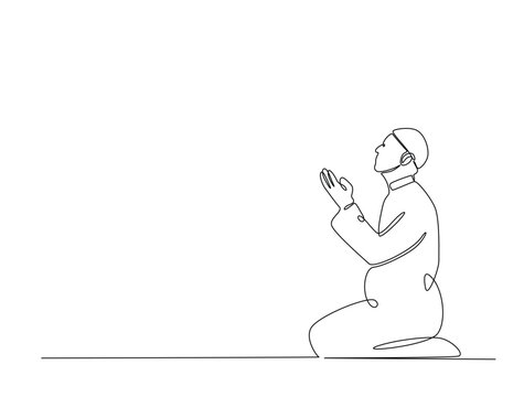 praying muslim man continuous line art clip art preview