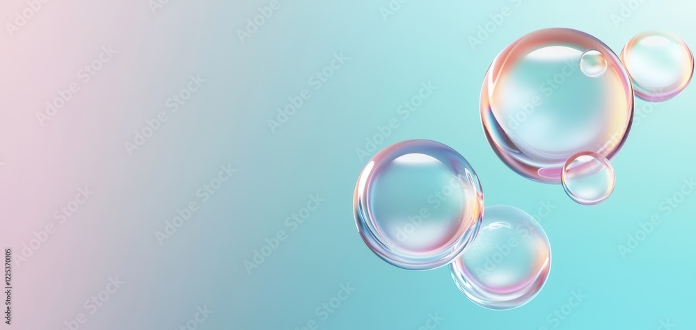 Poster soft pastel background featuring floating bubbles, creating a serene and dreamy atmosphere.