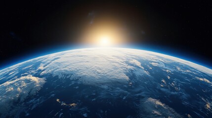 Obraz premium Stunning View of Earth from Space with Sunrise at Horizon Line