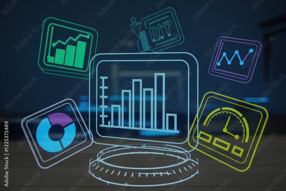 Poster digital dashboard displays business analytics data