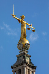 Lady Justice Statue at the Old Bailey in London, UK