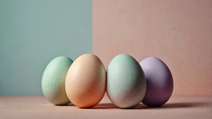 Easter egg and toy car on wooden background, happy easter day concept