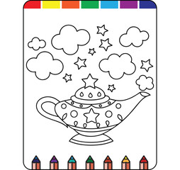 Charming Tea Party Coloring Pages for Kids, Kids Tea Time Coloring Pages, Tea Party Adventure Coloring Pages for Kids