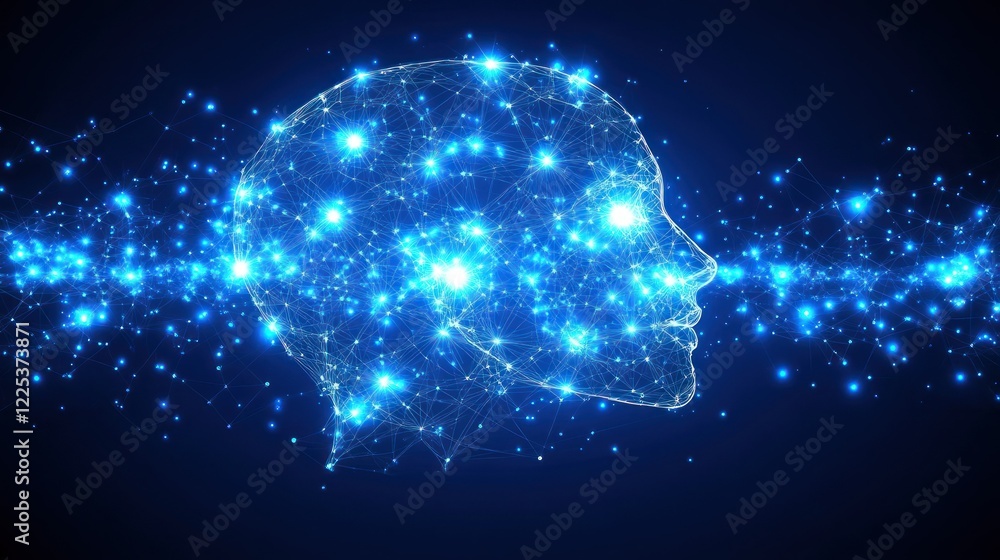 Poster digital mind: abstract representation of consciousness and data flow