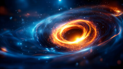 A stunning display of a cosmic black hole surrounded by vibrant energy and swirling space dust.