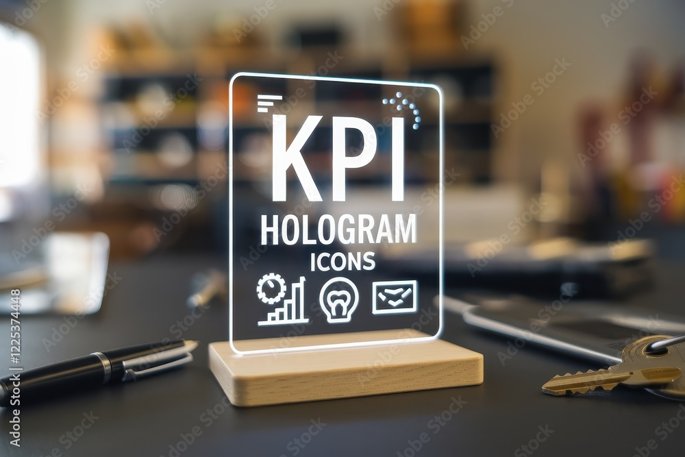 Poster illuminated hologram display shows key performance indicators