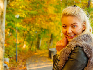 Fashion woman in autumn park