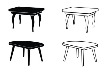 Set of tables icon flat style design. Table icon silhouette. vector illustration