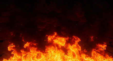 Fototapeta premium Fiery Inferno: Intense Blaze Wall of Flames Background