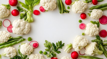 Fresh Organic Vegetables Surrounding a White Empty Space for Cooking