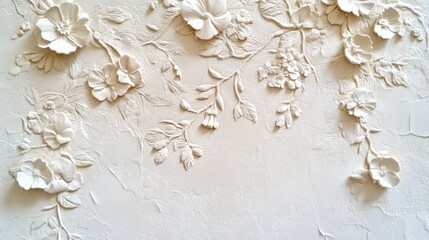 Elegant White Floral Wall Relief Design