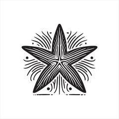 Black Color Starfish silhouette design Vector Illustration, Solid White Background (5).eps