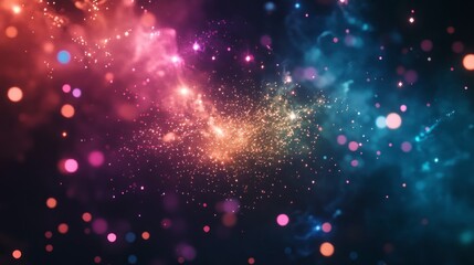 Obraz premium A photo of colorful fireworks bursting in the night sky, illuminating the dark background with vibrant colors and sparkling sparks.