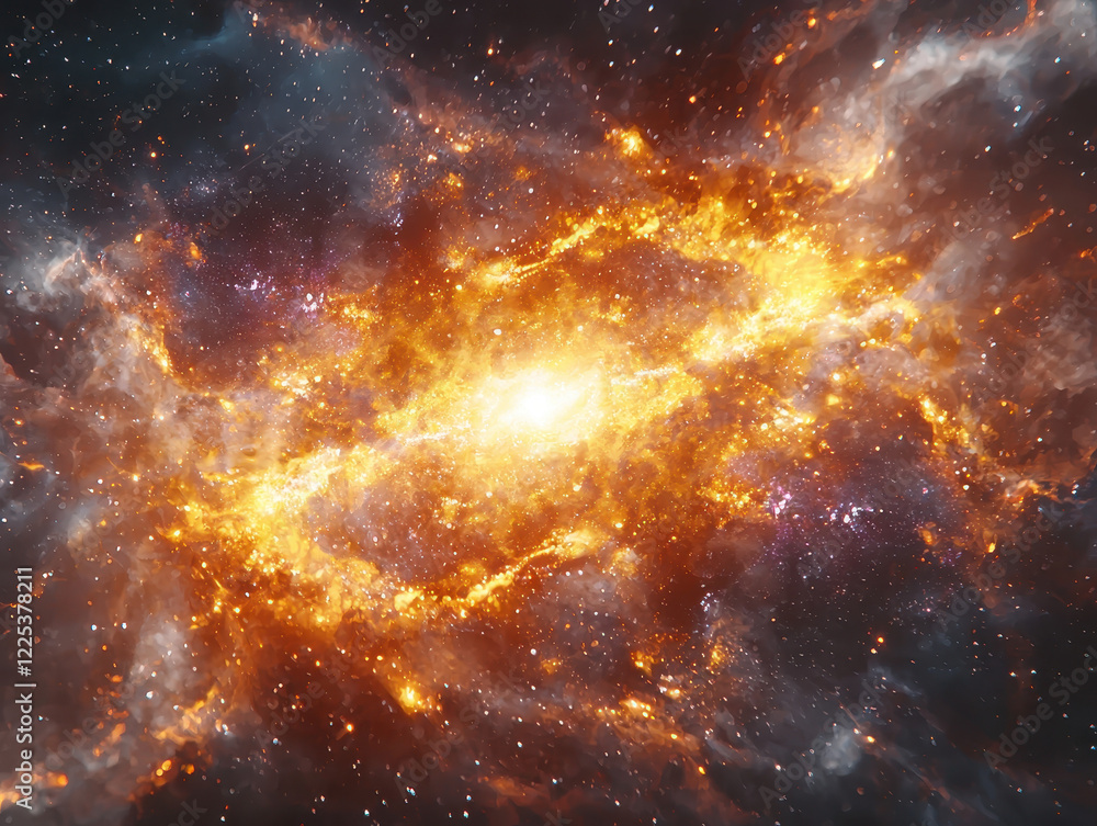 Poster brilliant burst of interstellar energy with vivid hues illuminating the vast universe in a mesmerizi