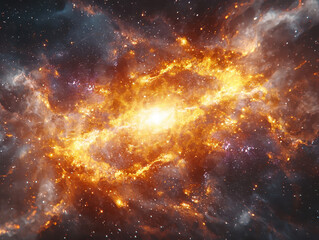 Fototapeta premium Brilliant burst of interstellar energy with vivid hues illuminating the vast universe in a mesmerizing symmetrical display