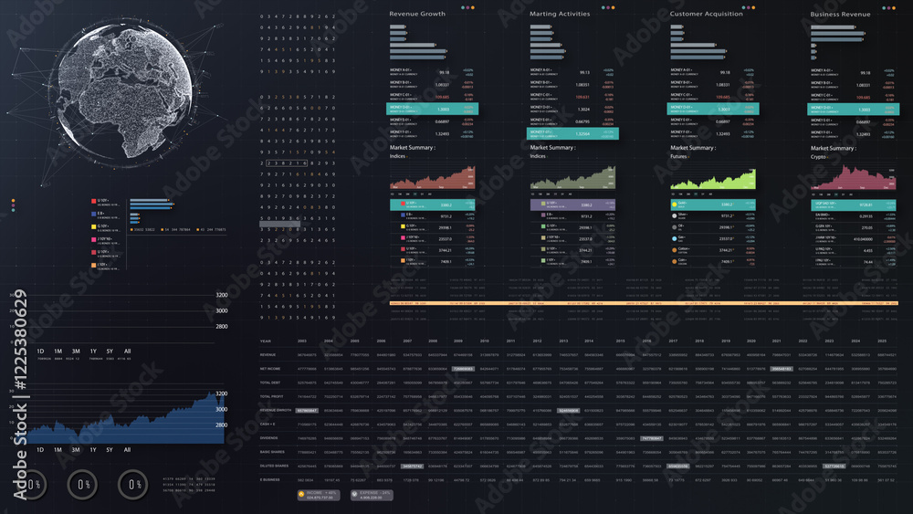 Poster dynamic data visuals for business info graphics, animated charts, and data-driven insights for a bus