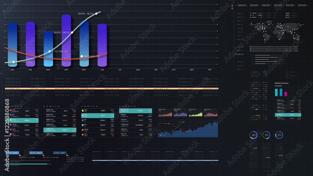 Poster dynamic data visuals for business info graphics, animated charts, and data-driven insights for a bus