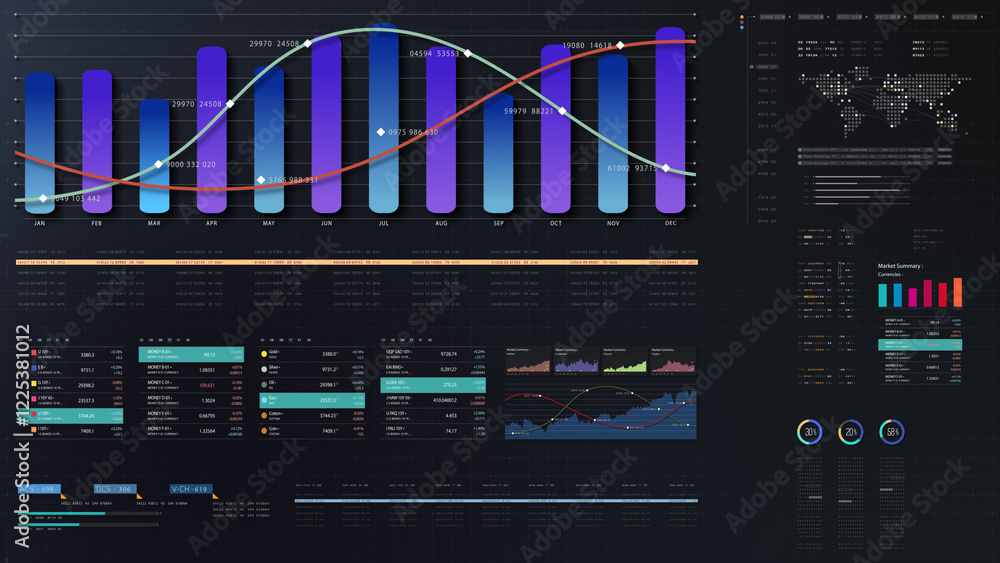 Poster dynamic data visuals for business info graphics, animated charts, and data-driven insights for a bus