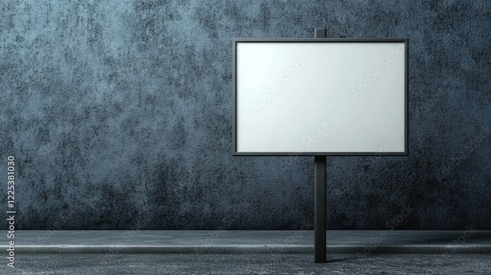 Poster aluminum signage frame displaying blank space for custom text on gray industrial background with con