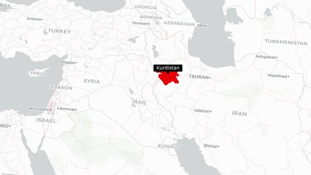 Kurdistan Region Map Showing Location in the Middle East