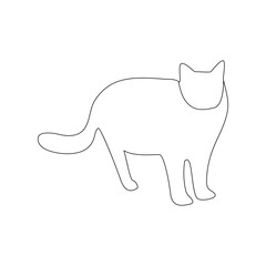 Cat continuous one line art outline Vector illustration simple animal best use for logo