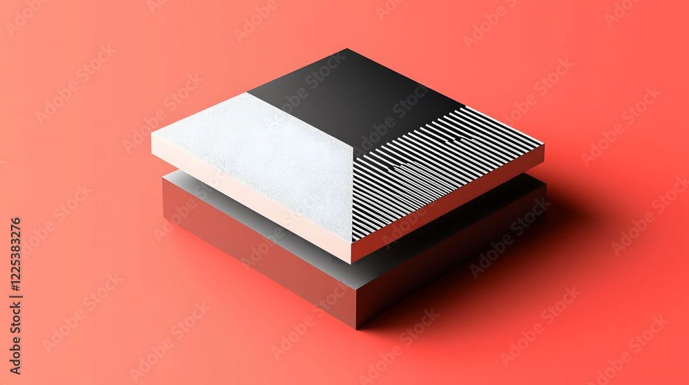 Poster minimalist geometric design with contrasting shapes and colors on a solid background