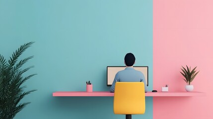 Ergonomic Desk Setup with Mental Health Assistance Tools in Modern Office Interior