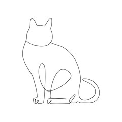 Cat continuous one line art outline Vector illustration simple animal best use for logo