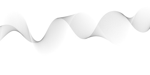 White wave curve lines banner background design. Abstract soft wave lines dynamic flowing gray light isolated background. Vector Illustration of the gray pattern of lines. Black stripes on white .