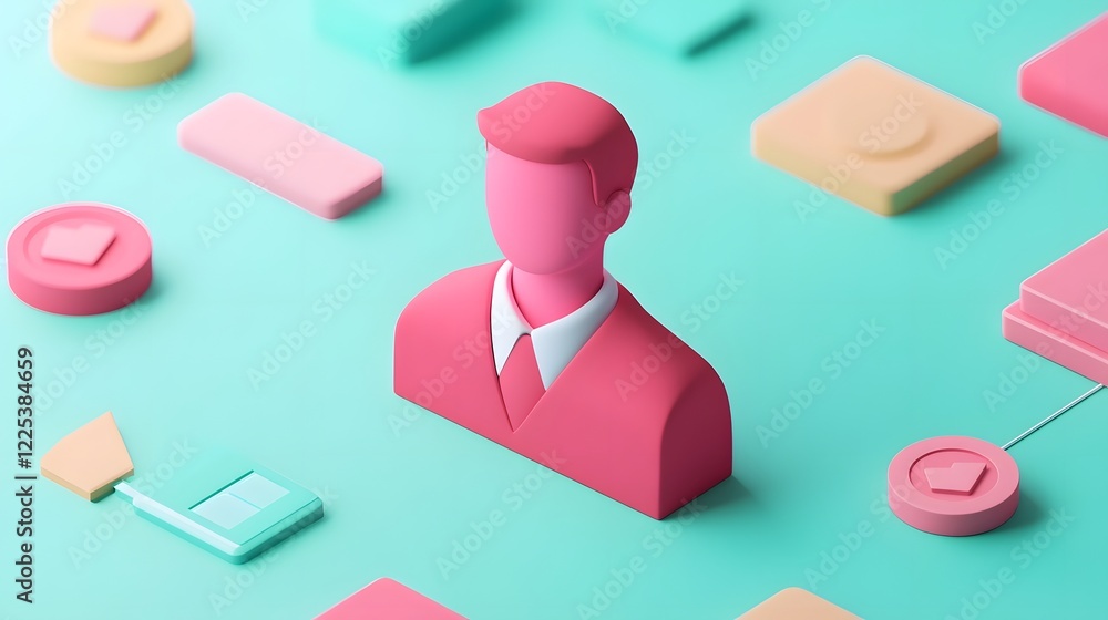 Aufkleber headhunting process with recruiter and candidate connection icons in 3d
