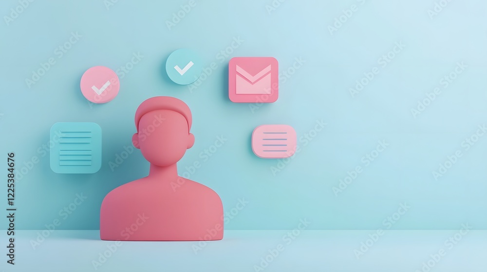 Poster digital recruitment process with candidate connection icons in minimalist 3d