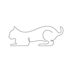 Cat continuous one line art outline Vector illustration simple animal best use for logo
