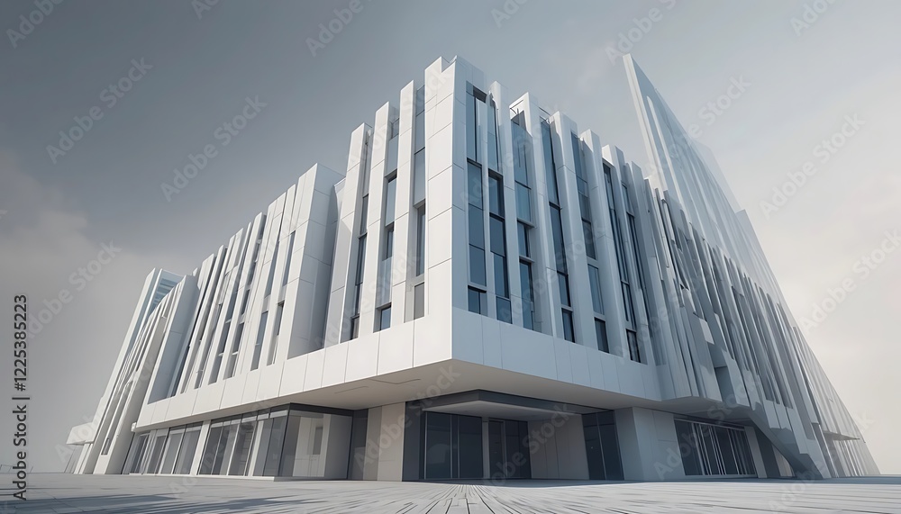 Poster modern white building architectural design rendering