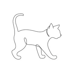 Cat continuous one line art outline Vector illustration simple animal best use for logo