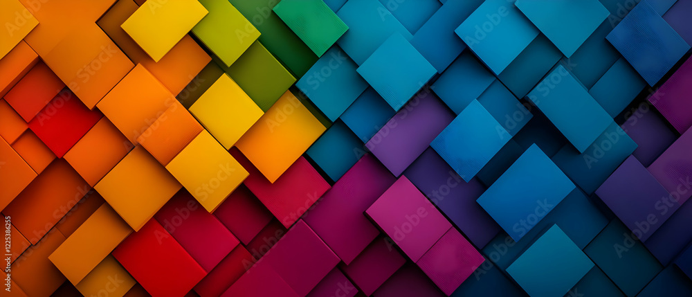 Poster vibrant abstract background featuring a colorful arrangement of overlapping geometric shapes.