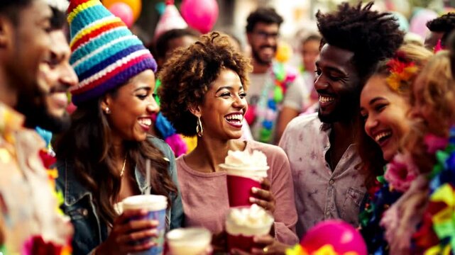 Group of friends together drinking wine in birthday party