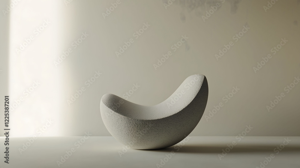 Aufkleber minimalistic sculpture rests on a smooth surface in soft natural light. generative ai