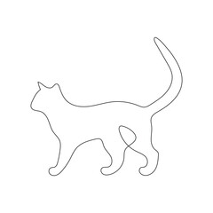 Cat continuous one line art outline Vector illustration simple animal best use for logo