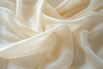 Obraz premium Soft, flowing cream-colored fabric draped elegantly, creating a serene and luxurious backdrop