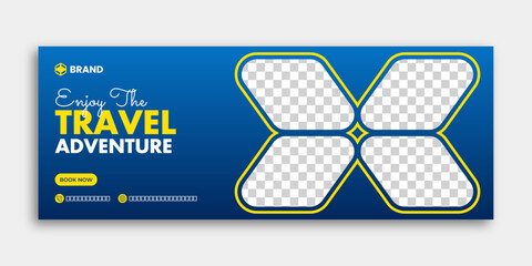 Tour travel and tourism facebook cover and web banner template design. Modern facebook cover design layout for travel agency.