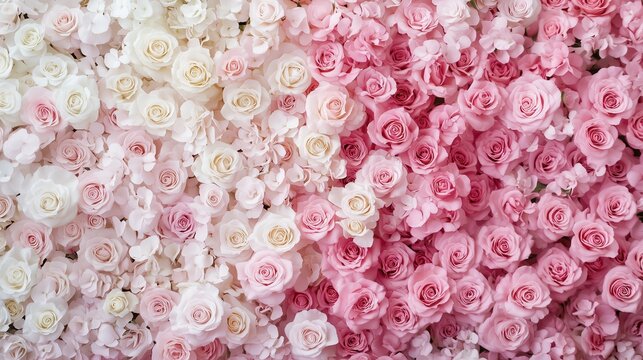 A soft pastel pink rose gradient wall creates a vintage, romantic ambiance, ideal as a delicate backdrop for banners or greetings.