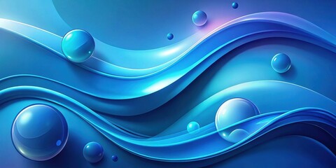 Abstract Blue Swirling Waves with Glossy Spheres Background