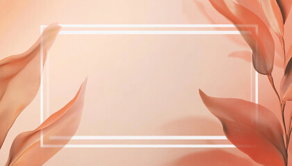 Soft peach background with delicate leaves framing blank space for text. Ideal for invitations or announcements
